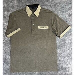 Gabicci Polo Shirt Mens L Green Contrasting Collar Business Casual Retro Style